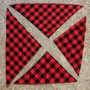 Set of 4 red buffalo plaid dog bandanas
